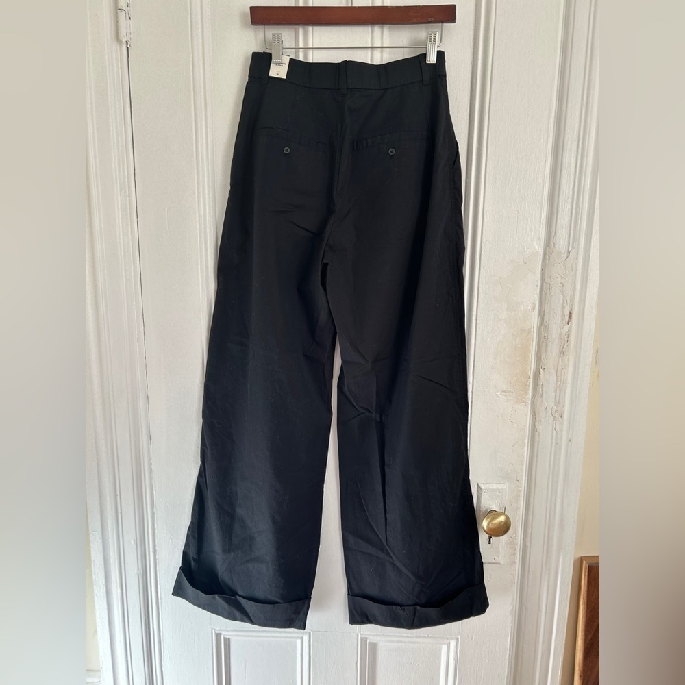 NWT Abercrombie & Fitch Womens Black Cotton Wide Leg Dress Pants Size Small - Picture 3 of 7